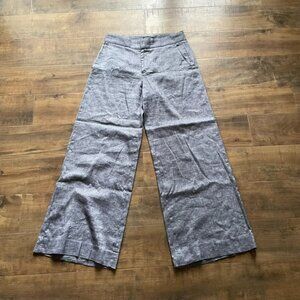 Banana Republic Wide Leg Linen Pants Gray Size 6 Cropped Hem Lightweight